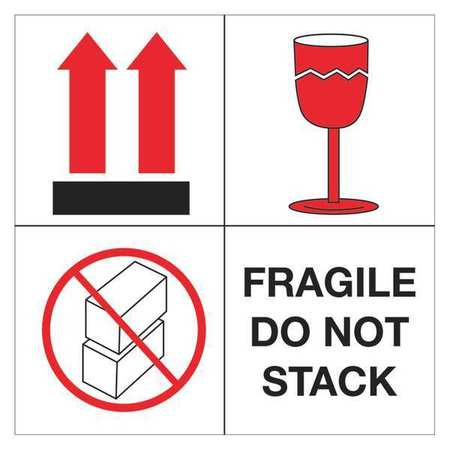 TAPE LOGIC Tape Logic® Labels, "Fragile - Do Not Stack", 4" x 4", Red/White/Black, 500/Roll DL4501