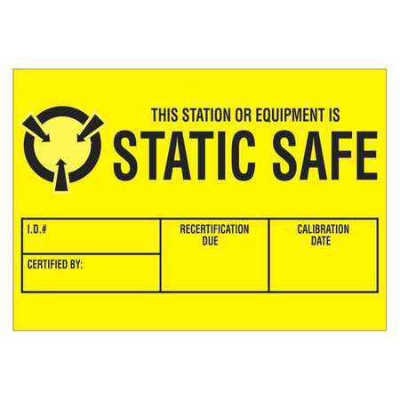 TAPE LOGIC Tape Logic® Labels, "Static Safe", 1 3/4" x 3", Black/Yellow, 500/Roll DL9070