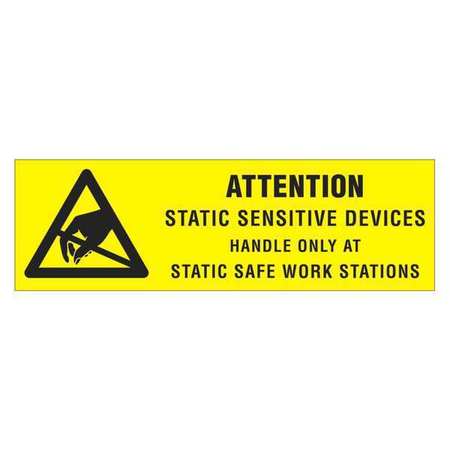 TAPE LOGIC Tape Logic® Labels, "Attention - Static Sensitive Devices, 5/8" x 2", Black/Yellow, 500/Roll DL9010