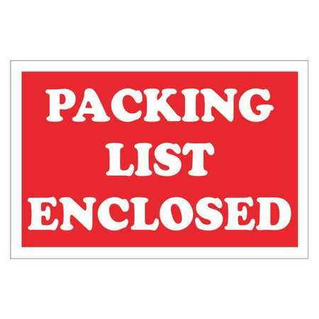 TAPE LOGIC Tape Logic® Labels, "Packing List Enclosed", 2" x 3", Red/White, 500/Roll DL1207