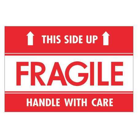 TAPE LOGIC Tape Logic® Labels, "Fragile - This Side Up - HWC", 2" x 3", Red/White, 500/Roll DL2156