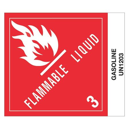 Tape Logic Tape Logic® Labels, "Gasoline", 4" x 4 3/4", Red/White/Black, 500/Roll DL512P4