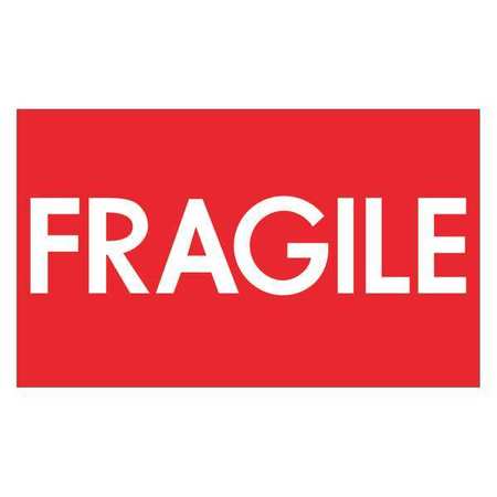 TAPE LOGIC Tape Logic® Labels, "Fragile" (High Gloss), 3" x 5", Red/White, 500/Roll DL1082