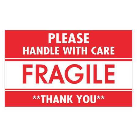 TAPE LOGIC Tape Logic® Labels, "Fragile - Handle with Care", 3" x 5", Red/White, 500/Roll SCL536