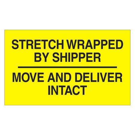 TAPE LOGIC Tape Logic® Labels, "Stretch Wrapped By Shipper", 3 x 5, Black/Yellow, 500/Roll DL3172