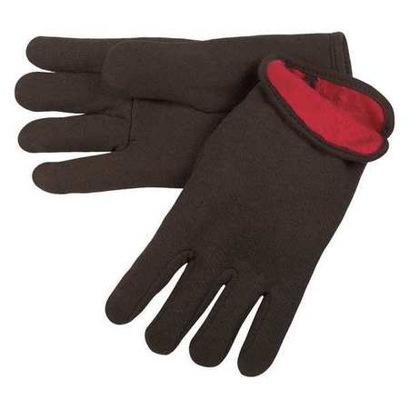 PARTNERS BRAND Lined Jersey Cotton Gloves, Large, Brown, PK12pairs GLV1024L