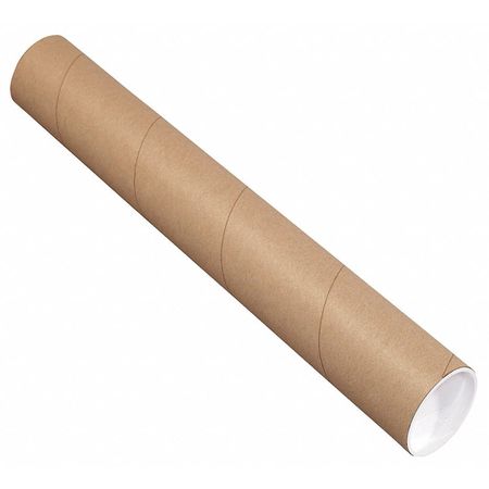 PARTNERS BRAND Mailing Tubes with Caps, 3" x 38", Kraft, 24/Case P3038K