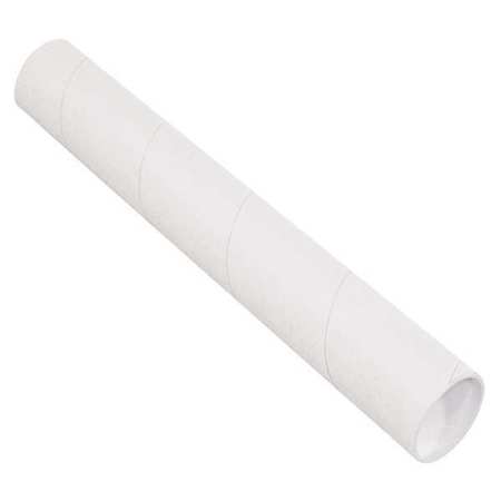 PARTNERS BRAND Mailing Tubes with Caps, 3" x 26", White, 24/Case P3026W