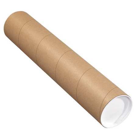 PARTNERS BRAND Mailing Tubes with Caps, 4" x 24", Kraft, 15/Case P4024K
