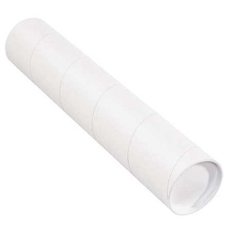 2 x 24 Fiberboard Mailing Tube with Plastic End Plugs - White (3