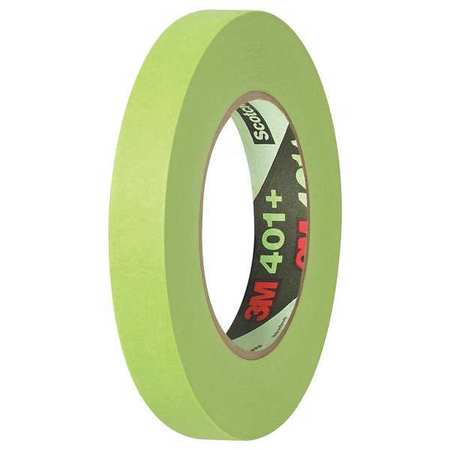 3M 3M™ 401+/233+ Masking Tape, 6.7 Mil, 3/4" x 60 yds., Green, 12/Case T93440112PK