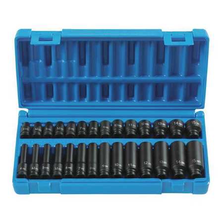 GREY PNEUMATIC 1/4" Drive Metric, 28 pcs 9728M