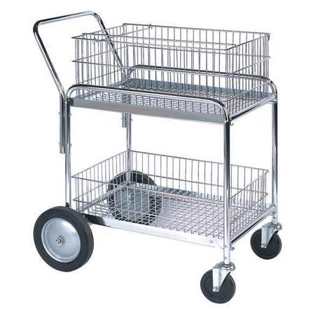 PARTNERS BRAND Mail Cart, 33 1/2" x 23 3/4" x 38 1/4", Silver, 1/Each WS1035