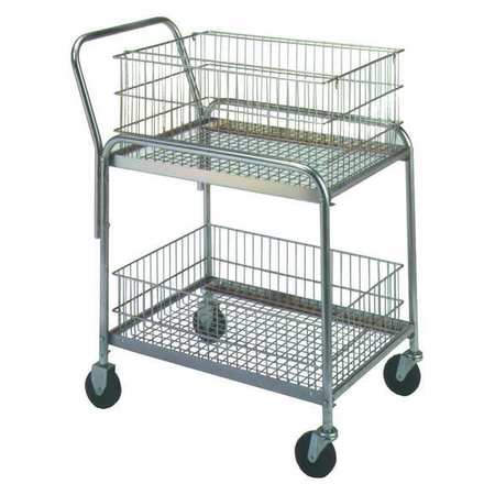 PARTNERS BRAND Mail Cart, 33" x 20" x 37 1/2", Silver, 1/Each WS1034