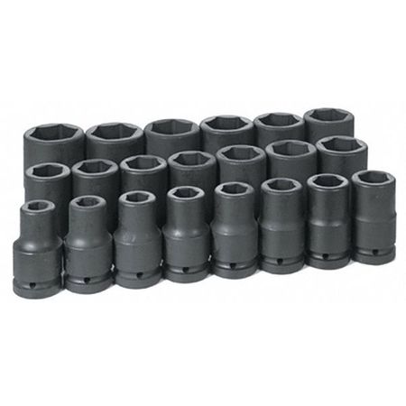 GREY PNEUMATIC 1" Drive Deep Length Impact Set, 21 pcs 9021D