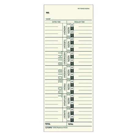 Tops Time Card, Weekly, 3.5x9, PK500 1259