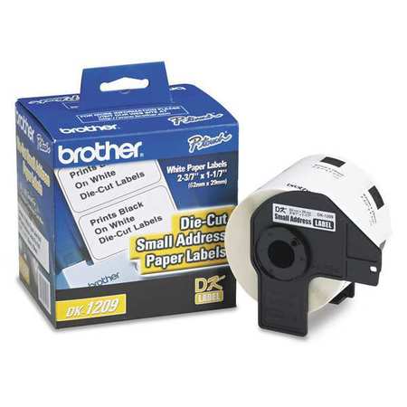 BROTHER Label Tape, 1-1/7"x2-3/7", 800, White DK-1209