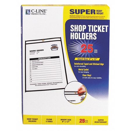 C-LINE PRODUCTS Holder, Shop Ticket, 2 Sides, 9x12, PK25 46912