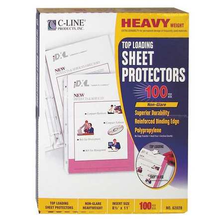 C-LINE PRODUCTS Sheet Protector, Poly, Non-Glare, PK100 62028