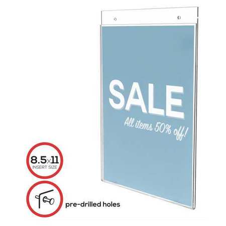 Deflecto Wall Sign Holder, Plastic, 8.5X11", Clear 68201