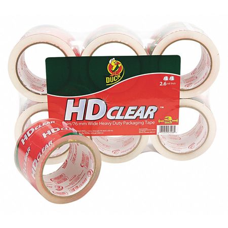 DUCK BRAND Packaging Tape, 3"x55 yd., Clear, PK6 00-07496
