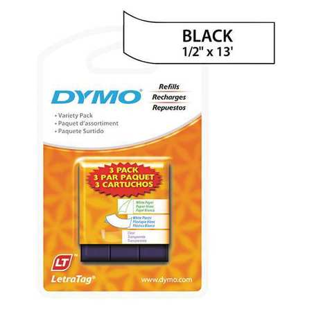 DYMO Paper/Plastic Label Tape, 0.5"x13 ft., PK3 12331