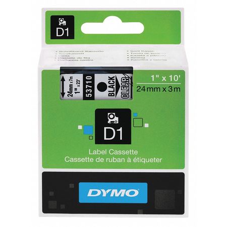 DYMO Label Tape, 1", Black On Clear 53710