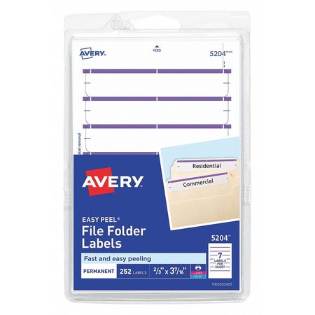 AVERY DENNISON Label, File, Folder, Purple, PK252 05204