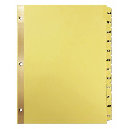 UNIVERSAL ONE Index Dividers 8-1/2 x 11", Monthly Jan-Dec, Yellow, PK12 UNV20814