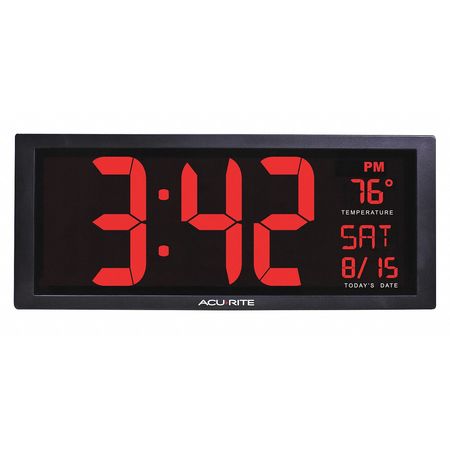 Zoro Select Digital Led Wall Clock, w/In Temp 75127A1