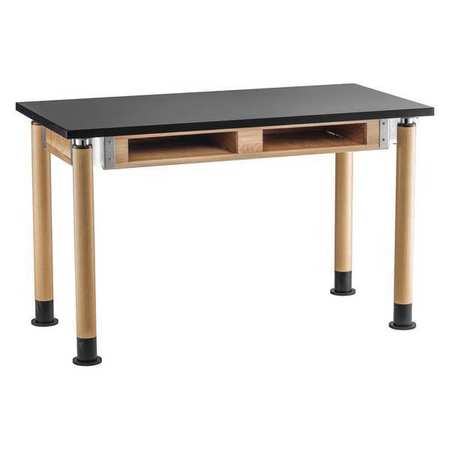 NATIONAL PUBLIC SEATING Rectangle LabTable, w/BookBox, 30x60", Oak , 60" L 29 to 41" (Leg) H,  SLT5-3060CB