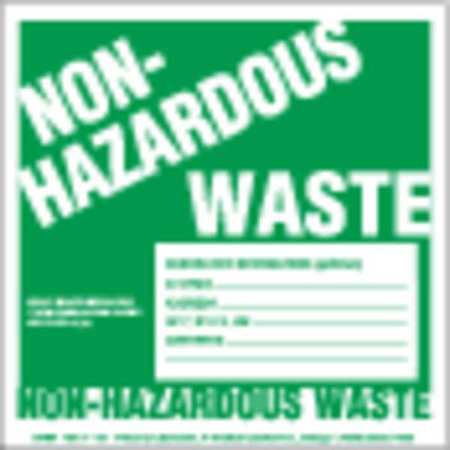 Labelmaster Non-Hazard Waste Label, w/Gen Vinyl, PK100 GWMV