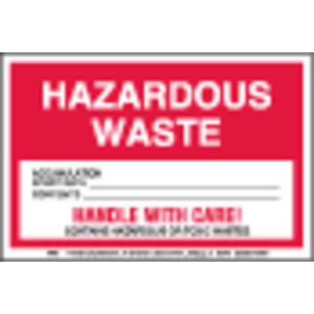 Labelmaster Hazardous Waste Label, Paper Stock, PK500 HWA