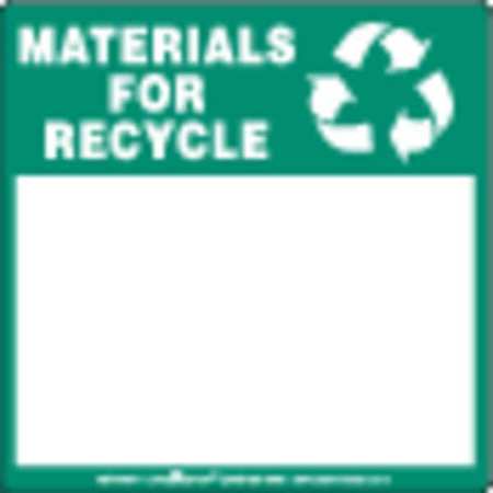 LABELMASTER Materials for Recycle Label, PVFC, Pk100 RECY69VS