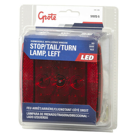 GROTE Stop/Tail/Turn Light, LED, Red 51972-5