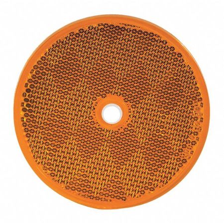 BUYERS PRODUCTS DOT Bolt-On Reflectors, Amber, Rnd, 3-3/16" 5623317