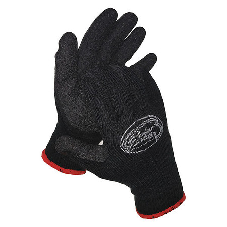 POLAR PLUS Black Thermal Knit Glove w/Latex Grip Palm, L, PK12 FG-1000-L