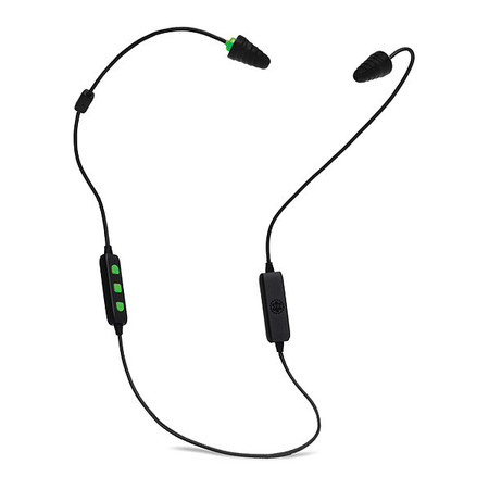 PLUGFONES FreeReign Reusable Ear Plugs, Flanged Shape, 26 dB, Black/Green, 1 PR PIF-BE