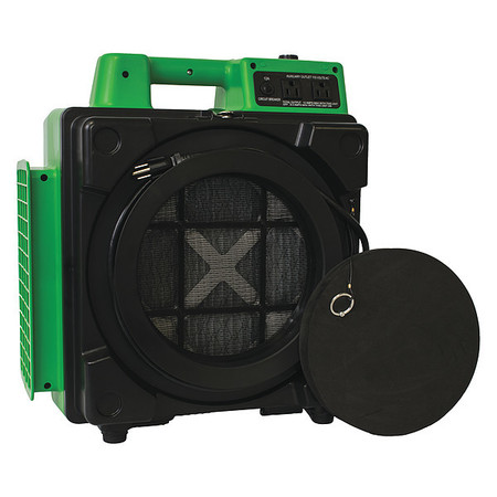 Xpower 1/2 HP, 550 CFM, 2.8 Amps, 5 Speed HEPA Mini Air Scrubber with Built-In Power Outlets & 3-Stage Filter System X-2480A GREEN