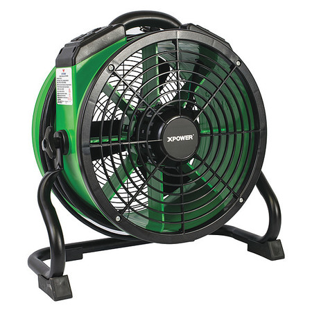XPOWER Axial Air Mover, Power Outlets, Green, 115, 1720 cfm, 9.4 in W. X-34AR GREEN