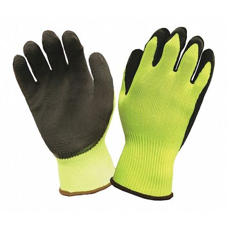 Cordova Foam Latex Hi-Vis Coated Gloves, Palm Coverage, Black/Green, L, PR SP3991L