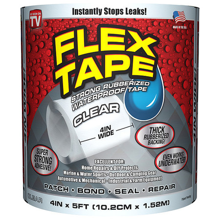 FLEX SEAL Rubberized Tape, Clear, 4" TFSCLRR0405
