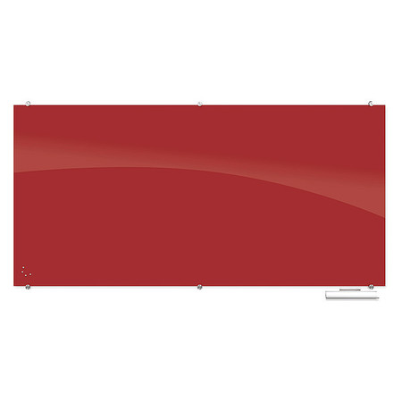 MOORECO Magnetic, Glass Board, 47.24"Hx94.49"W, Red 83846-RED