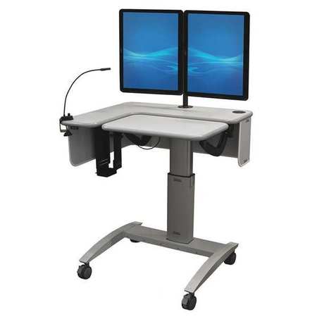 AFC INDUSTRIES Computer Cart, Gray, 30 to 46" H x 42" W LTC4236-01