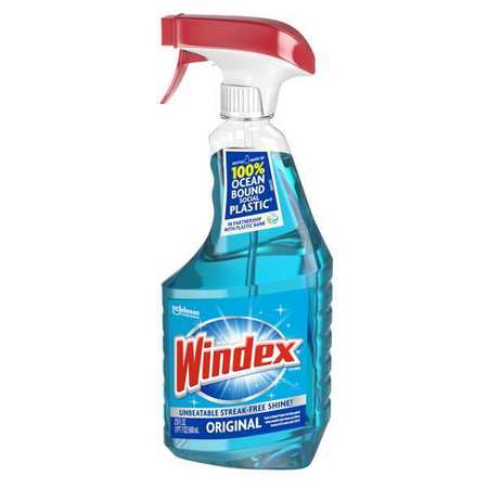 Windex Liquid Glass Cleaner, 23 oz., Blue, Unscented, Trigger Spray Bottle, 8 PK 313042