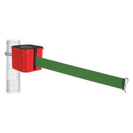 RETRACTA-BELT Belt Barrier, No Belt Msg., 4"H, Green Belt WH412RD30-GN-HC