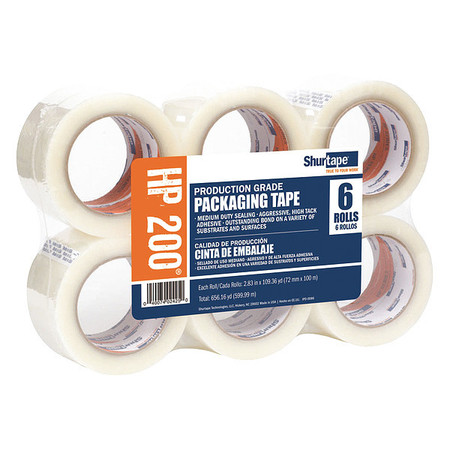 SHURTAPE Packaging Tape, 4-7/16" dia., 72mm W, PK6 HP 200