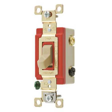 ZORO SELECT Wall Switch, 20A, Ivory, 3-Way Type, Toggle 4903BI