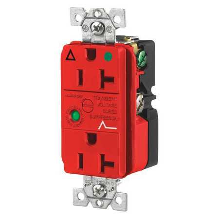 ZORO SELECT Receptacle, 20 A Amps, 125V AC, Flush Mount, Decorator Duplex Outlet, 5-20R, Red SP83IGRA