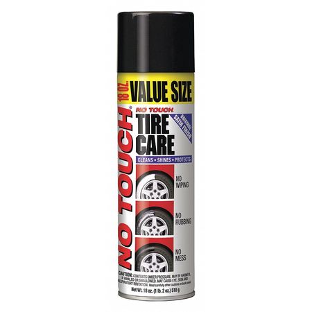 No Touch Tire Cleaner, Aerosol, 18 oz, Foam, White BP15